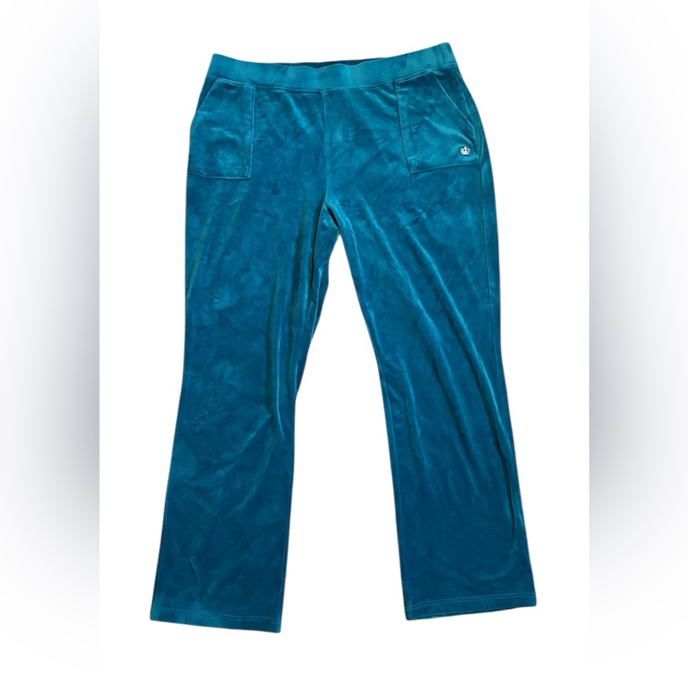 Juicy Couture Y2K Velour Track Pants Blue Turquoise XXL Lounge Cozy - Picture 7 of 7